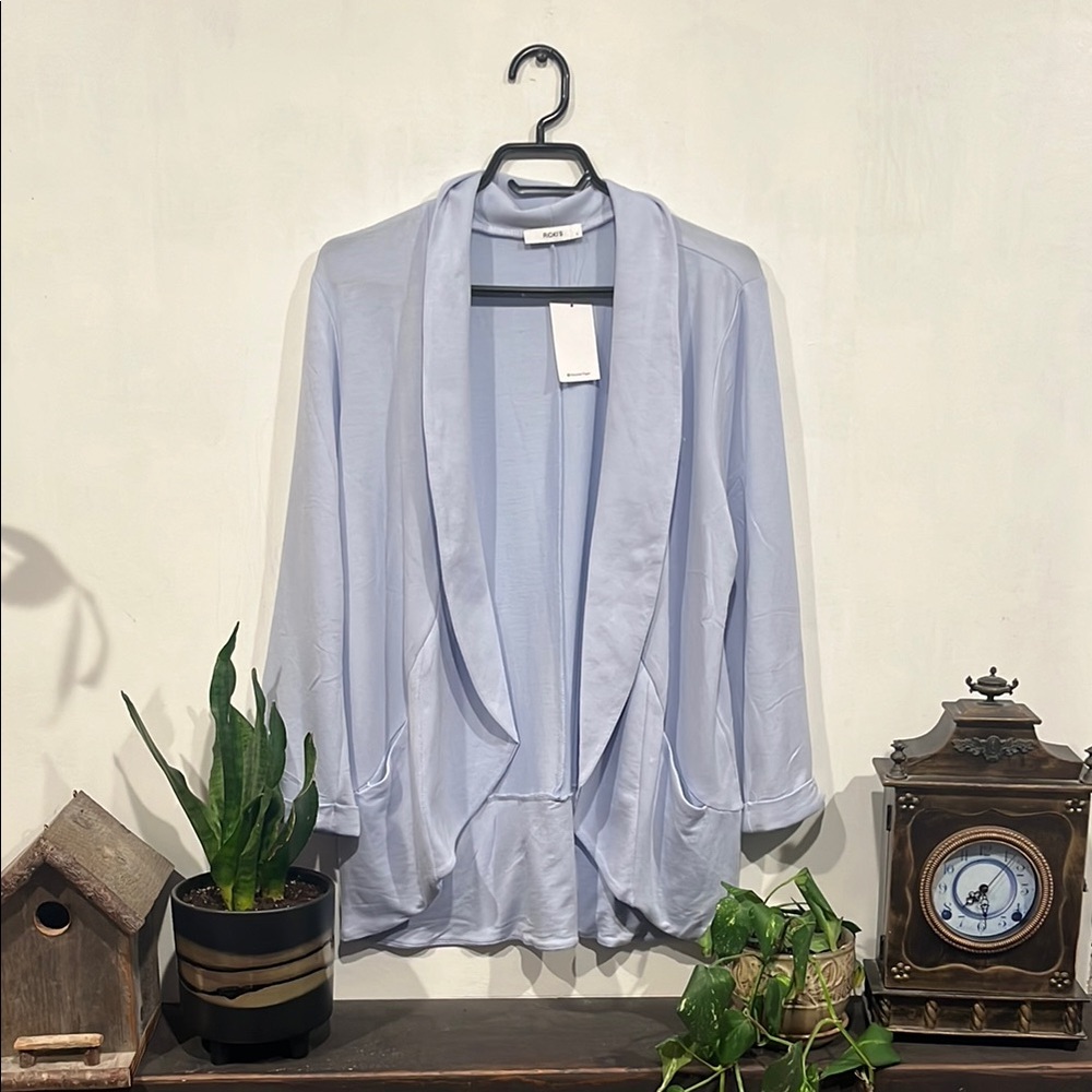 Light Blue Open Front Cardigan